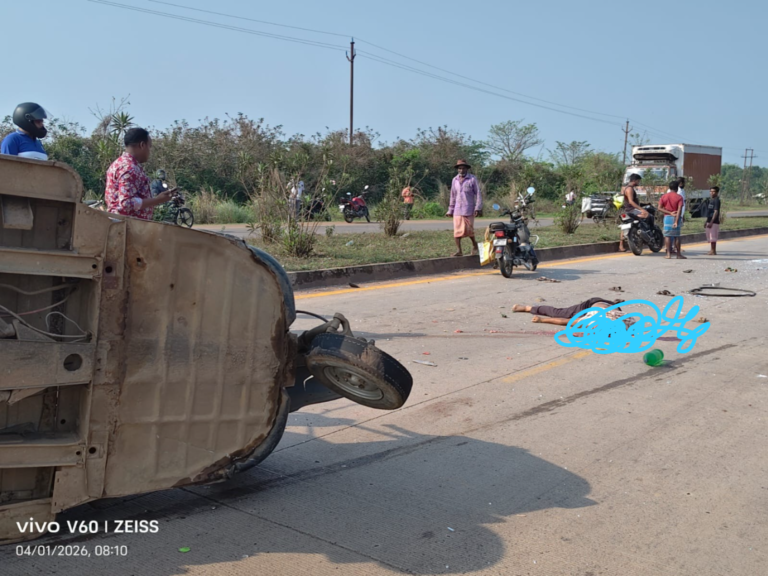 बहरागोड़ा: खण्डामौदा पेट्रोल पंप के पास ट्रक ने टेंपो को मारी टक्कर, चालक की मौत सहित 5 घायल