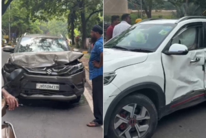 जुबली पार्क गोलचक्कर के पास भीषण सड़क हादसा, दो कारों की जोरदार टक्कर में कई घायल