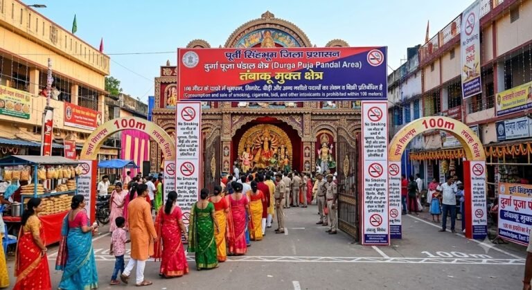 जमशेदपुर: दुर्गा पूजा पंडालों के 100 मीटर के दायरे में तंबाकू पर प्रतिबंध, उल्लंघन पर लगेगा जुर्माना